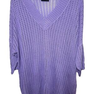 Tee for the soul Size XXL Women's Purple openwork SweaterV-neck, 100% Viscose.